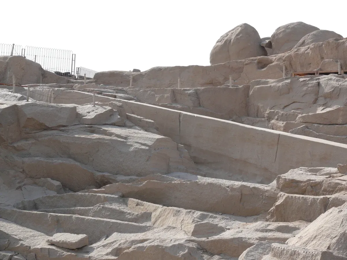 The granite Unfinished Obelisk lying in its Aswan quarry, a stop on a Nile river cruise